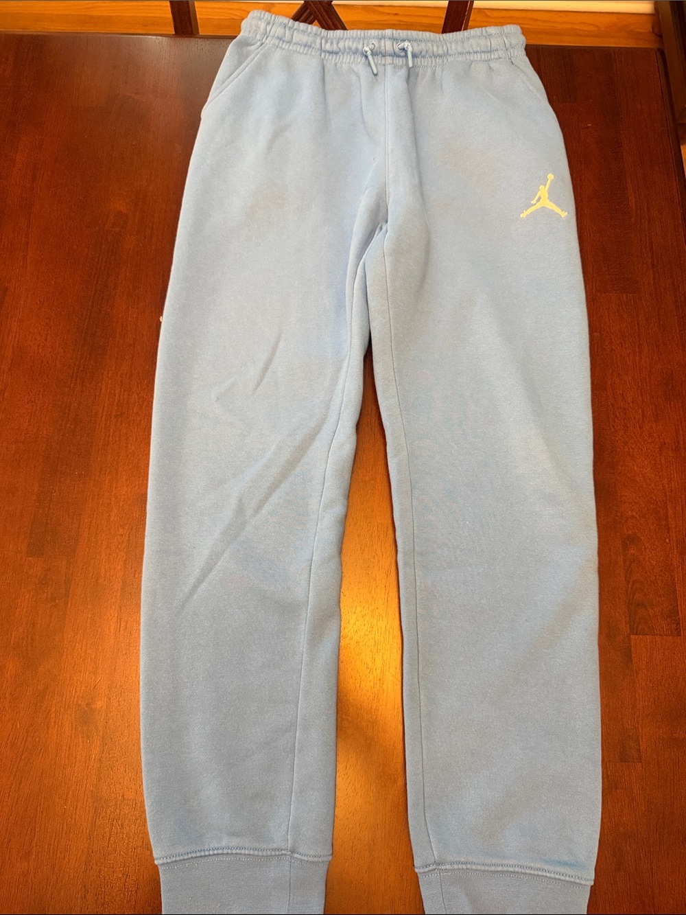 Jordan Kids Sky Blue Fleece Joggers with Yellow Jumpman